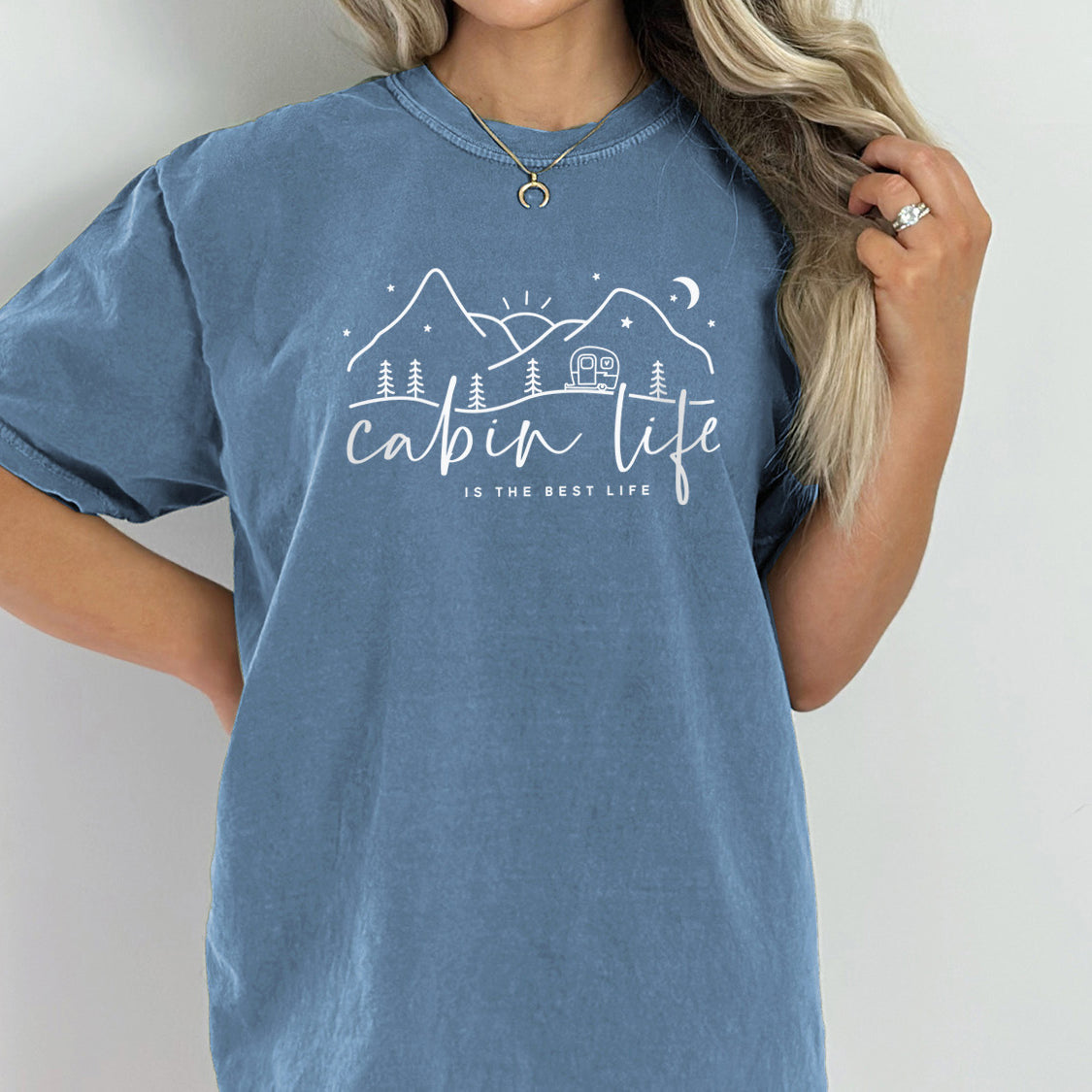 Cabin Life Is The Best Life T-shirt - Outdoor Nature Camping Retro Vintage Design Printed T-Shirt