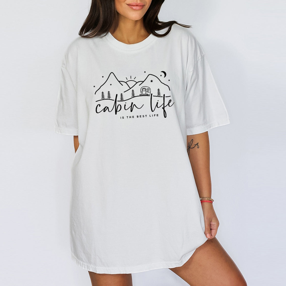 Cabin Life Is The Best Life T-shirt - Outdoor Nature Camping Retro Vintage Design Printed T-Shirt