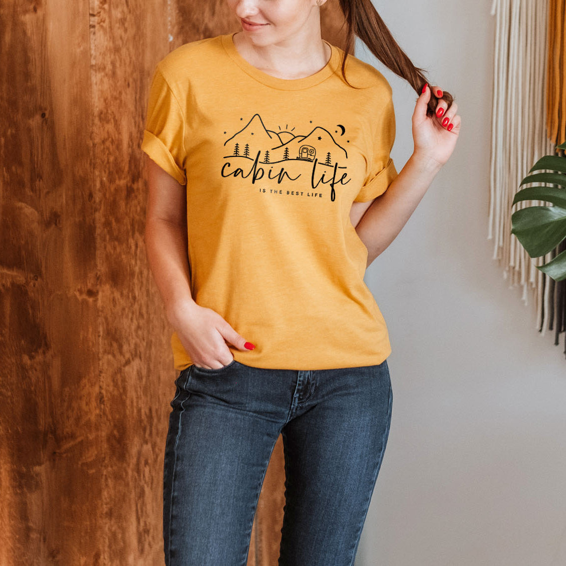 Cabin Life Is The Best Life T-shirt - Outdoor Nature Camping Retro Vintage Design Printed Tee Shirt