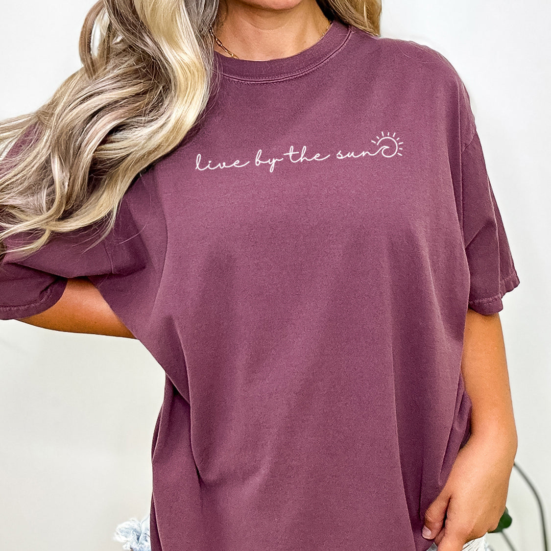 Live By The Sun T-shirt - Beach Vibes California State Minimal Design Printed T-Shirt