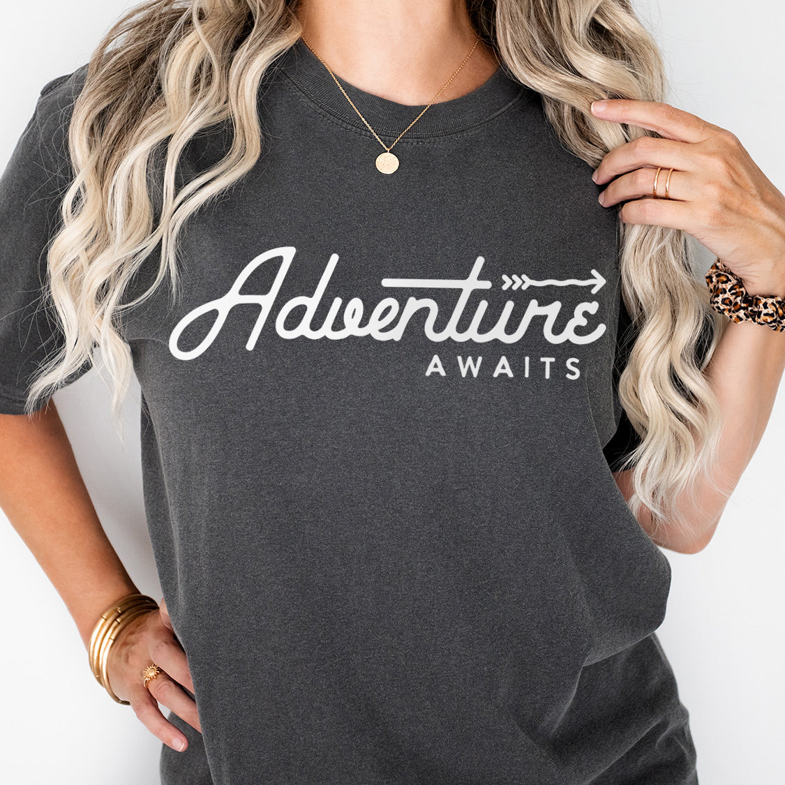 Adventure Awaits T-shirt - Outdoor Nature Camping Retro Minimal Design Printed T-Shirt