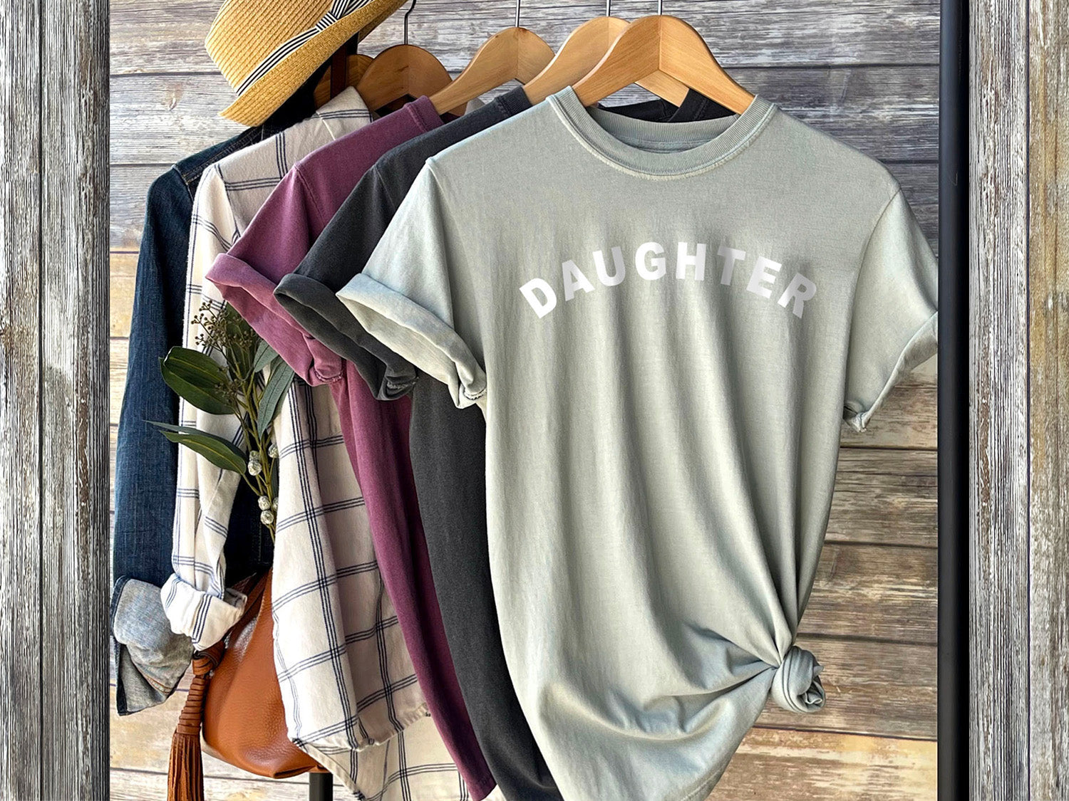 DAUGHTER Sweatshirt - Minimalistic Daughter Design Printed Garment Dyed Heavyweight Short Sleeve T-Shirt