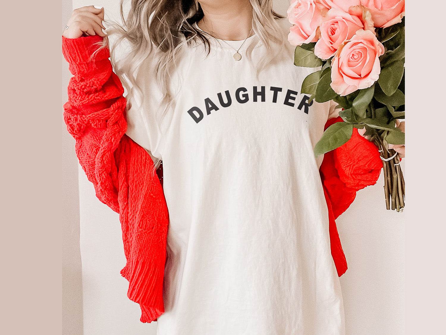DAUGHTER Sweatshirt - Minimalistic Daughter Design Printed Garment Dyed Heavyweight Short Sleeve T-Shirt