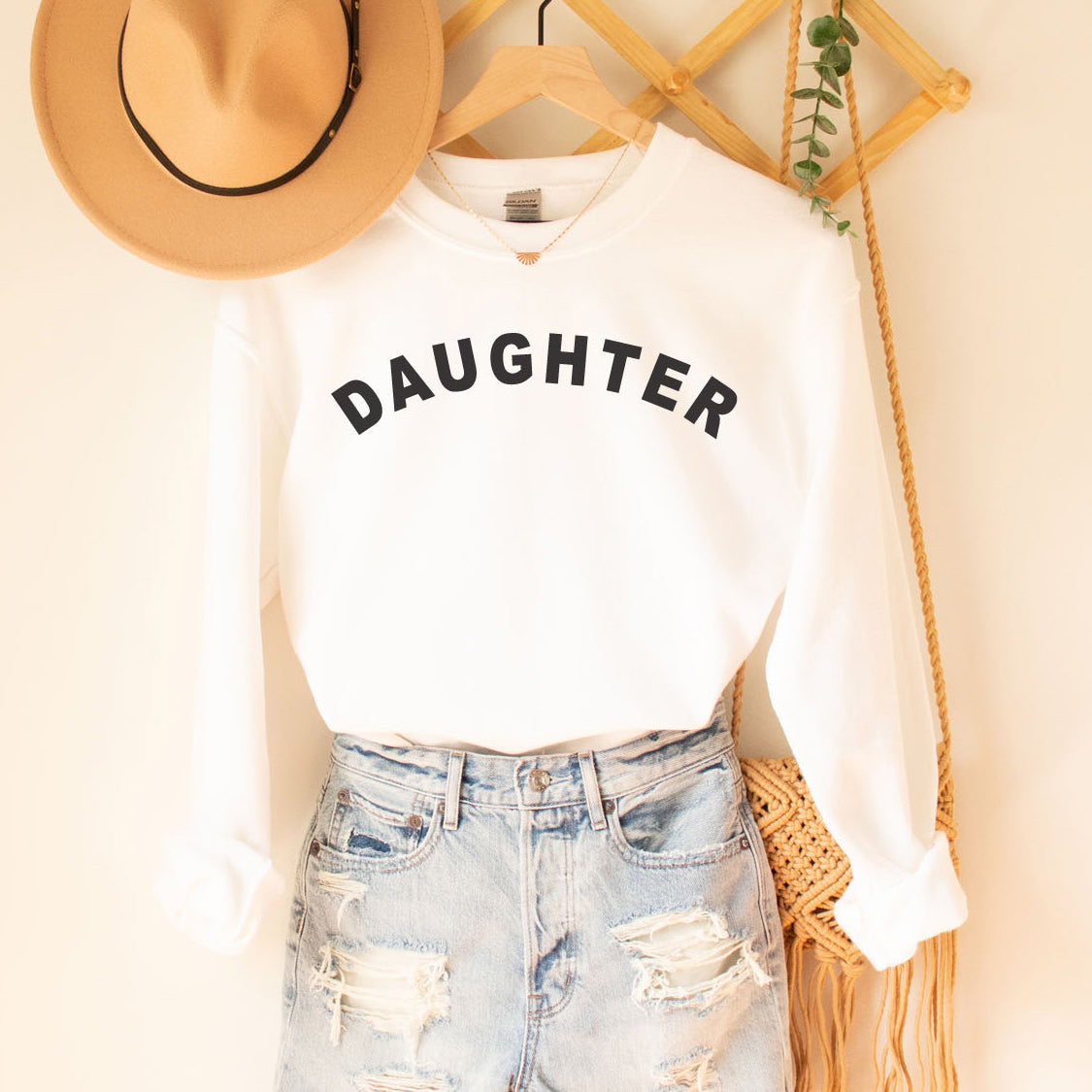 DAUGHTER Sweatshirt - Minimalistic Daughter Design Printed Sweatshirt