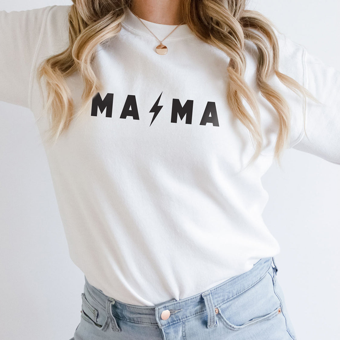 Mama Lightning Bolt Sweatshirt - Funny MOM Design Printed Sweatshirt