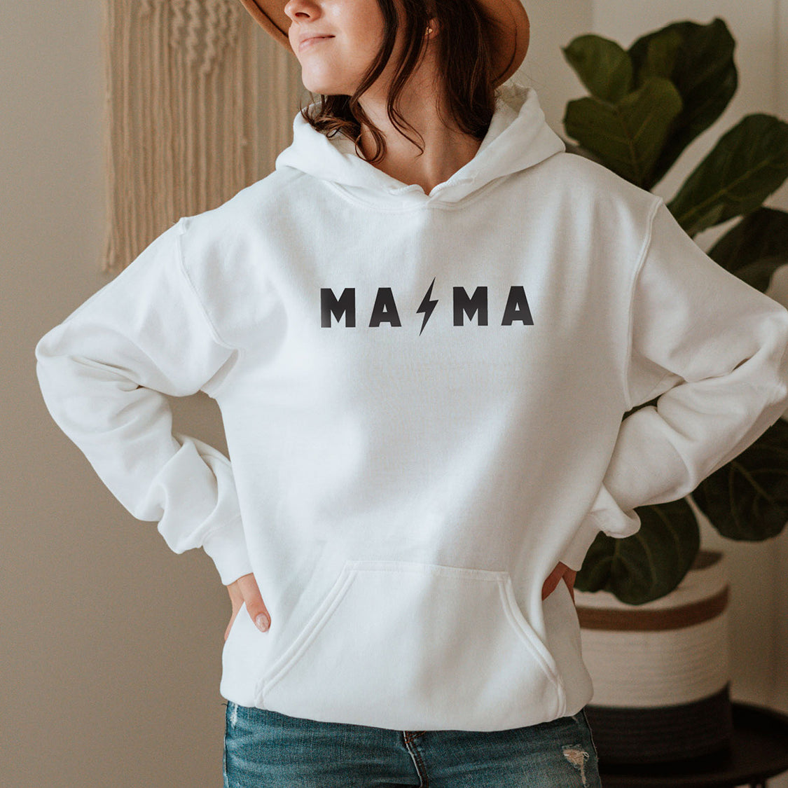 Mama Lightning Bolt Hoodie - Minimalistic Mother Design Printed Hoodie