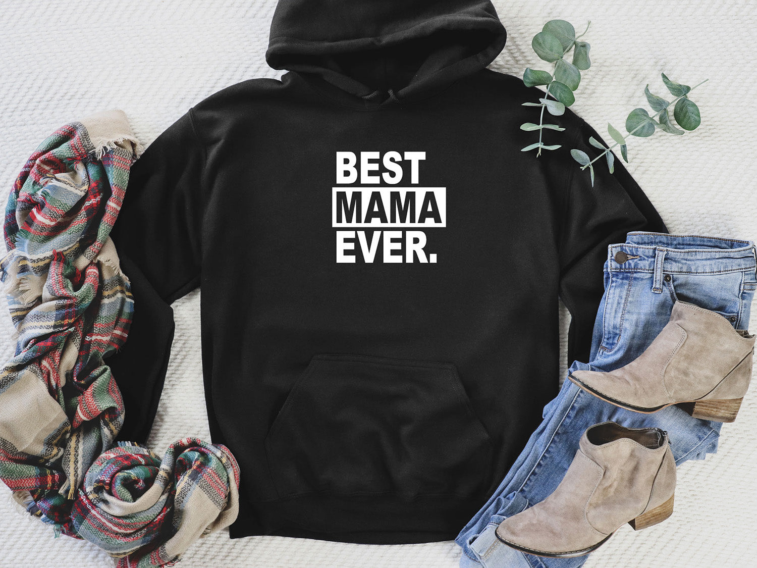 Best Mama Ever Hoodie - Minimalistic Mother Design Printed Hoodie
