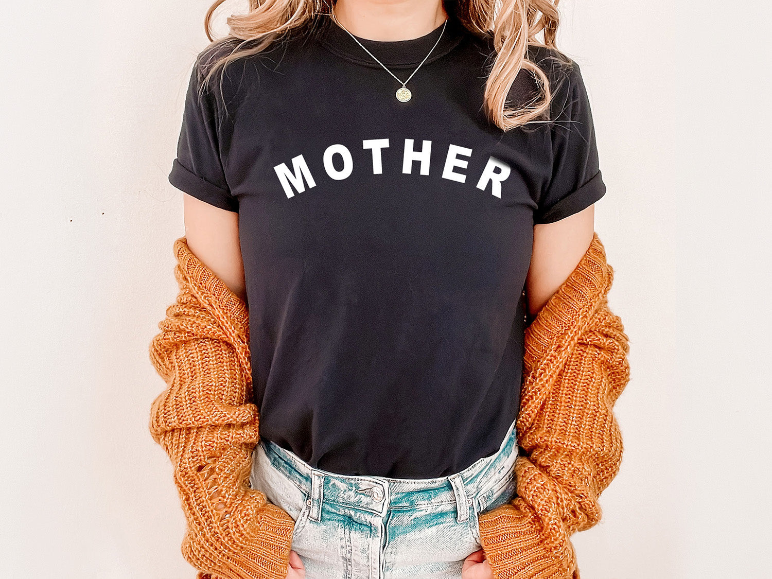 MOHTER Sweatshirt - Minimalistic Mother Design Printed Garment Dyed Heavyweight Short Sleeve T-Shirt
