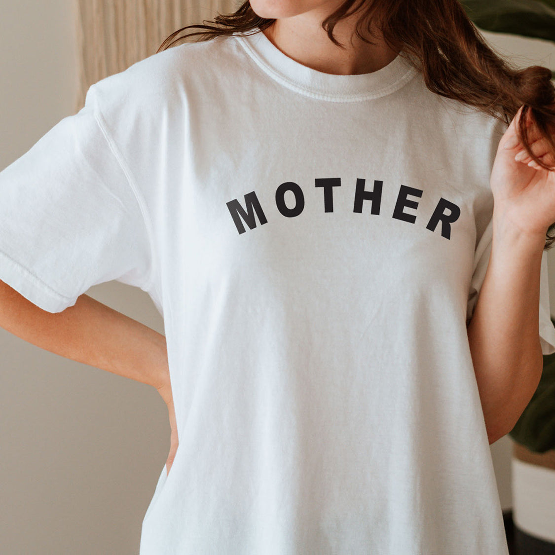 MOHTER Sweatshirt - Minimalistic Mother Design Printed Garment Dyed Heavyweight Short Sleeve T-Shirt