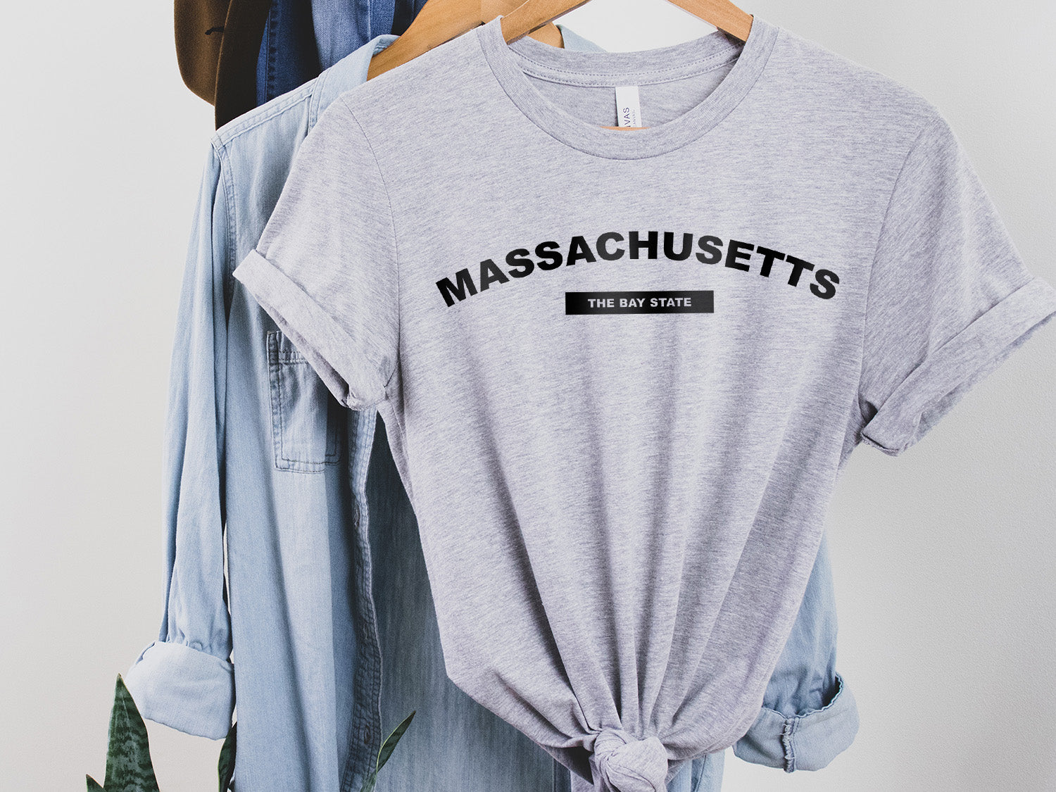 Massachusetts The Bay State T-shirt - United States Name & Slogan Minimal Design Printed Tee Shirt