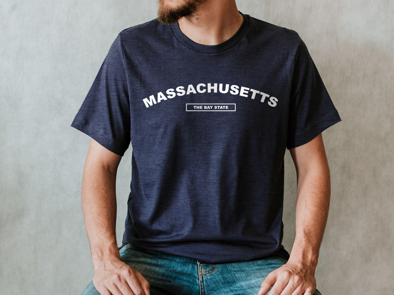 Massachusetts The Bay State T-shirt - United States Name & Slogan Minimal Design Printed Tee Shirt