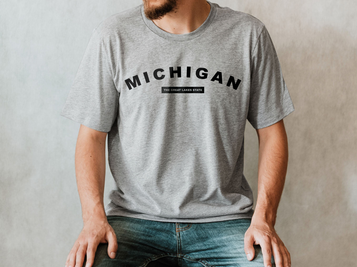 Michigan The Great Lakes State T-shirt - United States Name & Slogan Minimal Design Printed Tee Shirt