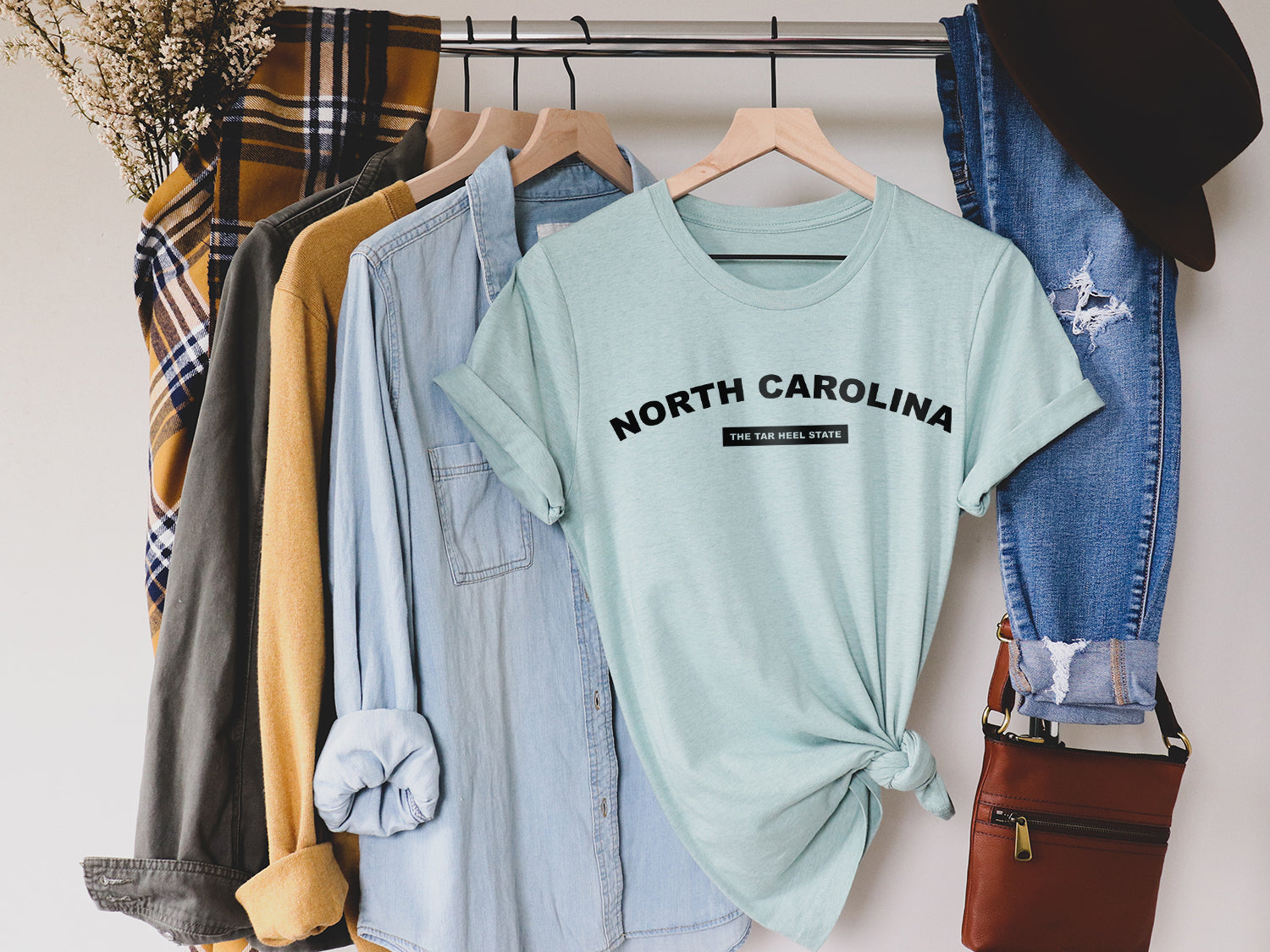 North Carolina The Tar Heel State T-shirt - United States Name & Slogan Minimal Design Printed Tee Shirt