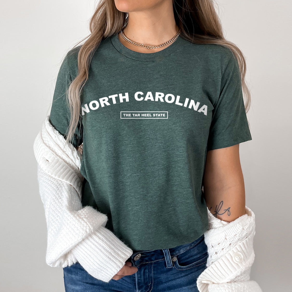 North Carolina The Tar Heel State T-shirt - United States Name & Slogan Minimal Design Printed Tee Shirt