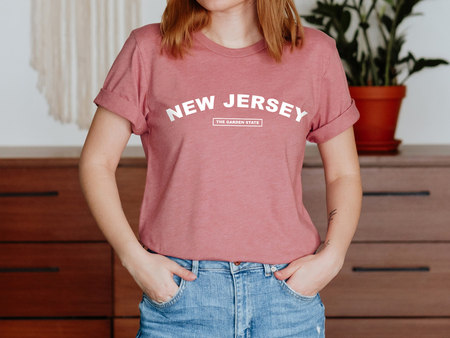 New Jersey The Garden State T-shirt - United States Name & Slogan Minimal Design Printed Tee Shirt