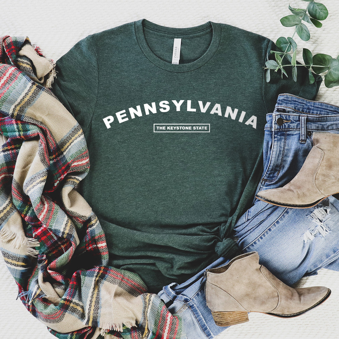 Pennsylvania The Keystone State T-shirt - United States Name & Slogan Minimal Design Printed Tee Shirt