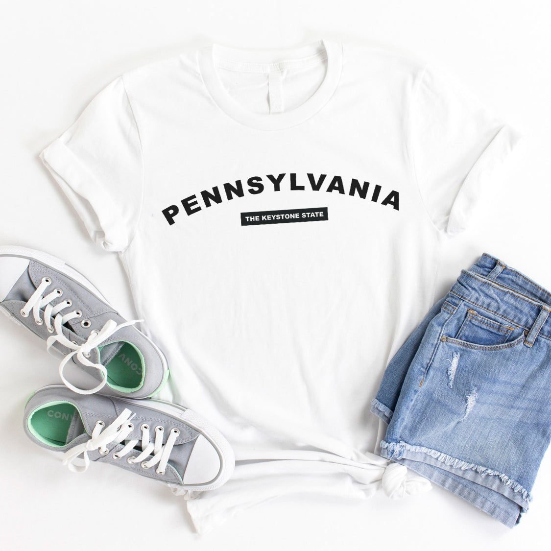 Pennsylvania The Keystone State T-shirt - United States Name & Slogan Minimal Design Printed Tee Shirt