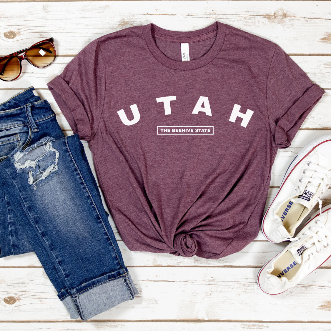 Utah The Beehive State T-shirt - United States Name & Slogan Minimal Design Printed Tee Shirt