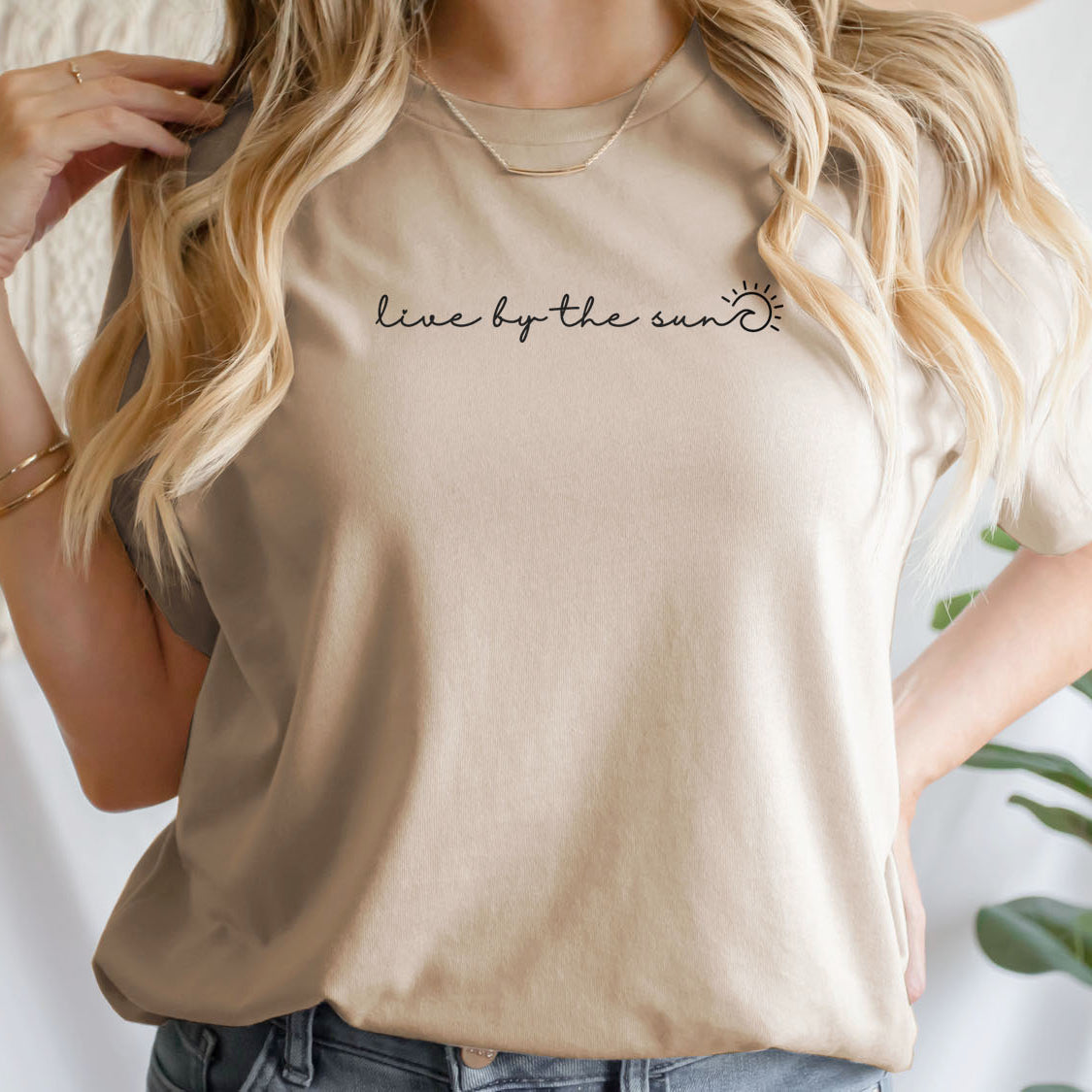 Live By The Sun T-shirt - Beach Vibes California State Minimal Design Printed Tee Shirt