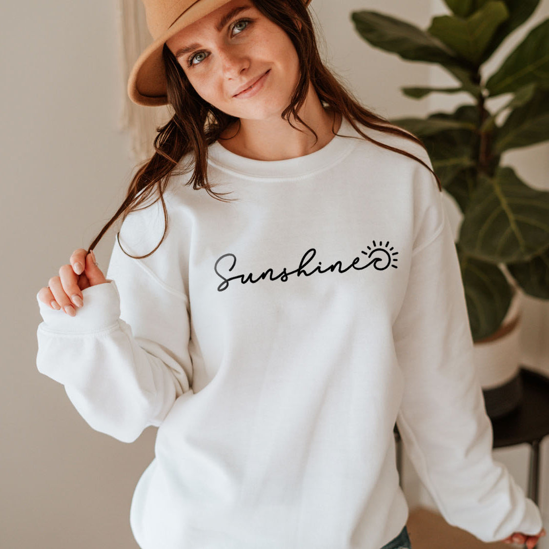 Sunshine Sweatshirt - Beach Vibes California State Minimal Design Printed Sweatshirt