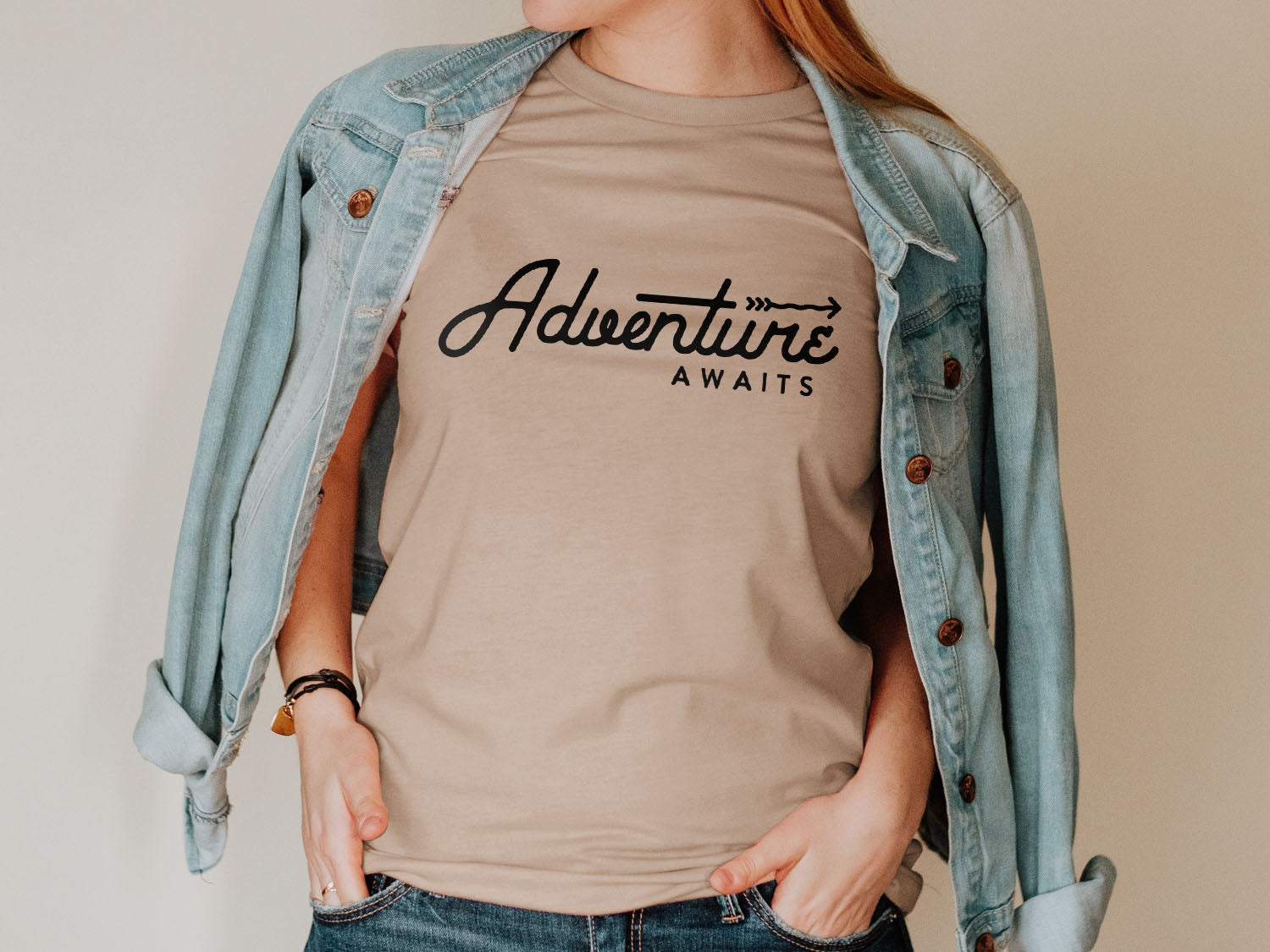 Adventure Awaits T-shirt - Outdoor Nature Camping Retro Minimal Design Printed Tee Shirt