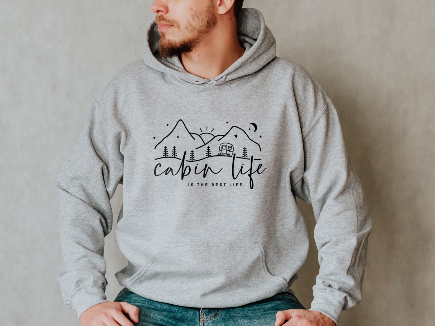 Cabin Life Is The Best Life Hoodie Outdoor Nature Camping Retro Vint Happier Moments