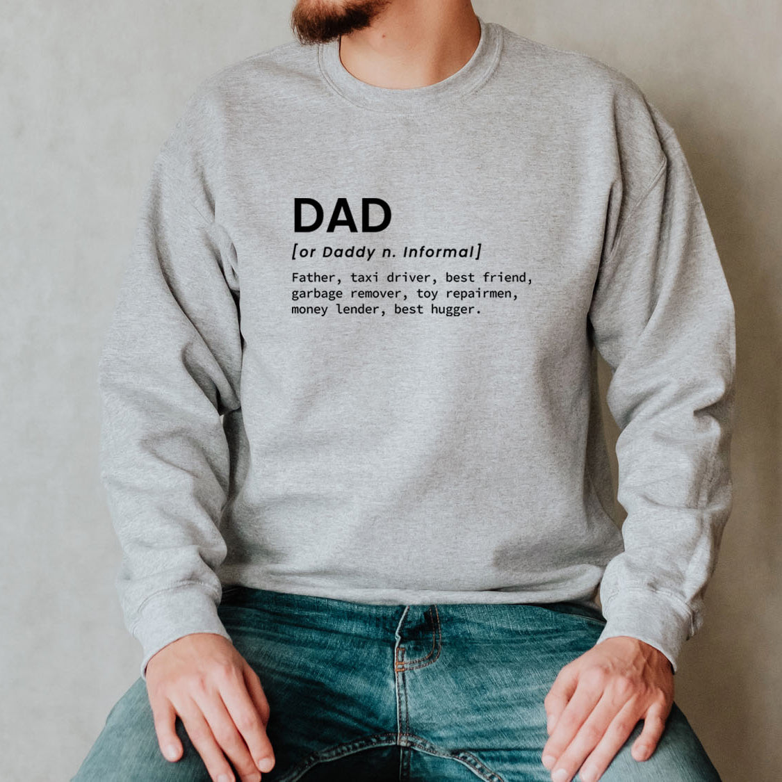 Funny Definition of Dad Sweatshirt - Funny Family Retro Vintage Design Printed Sweatshirt