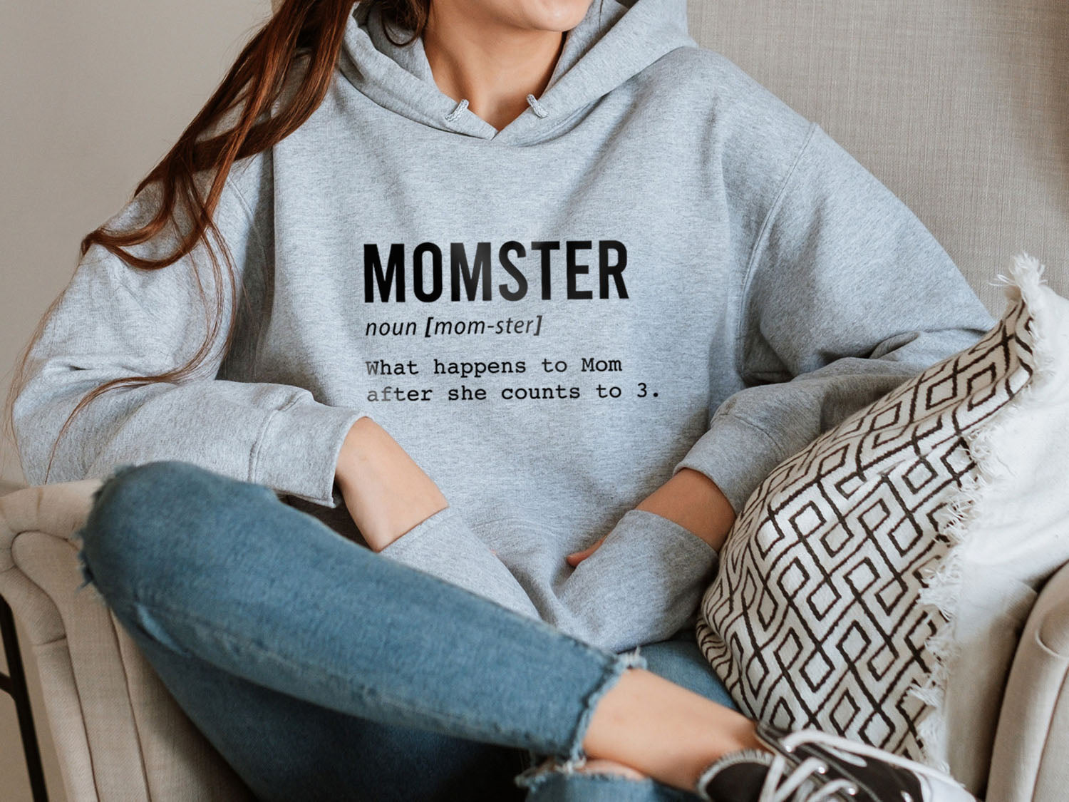 Funny Definition of Momster Hoodie - Funny Family Retro Vintage Design Printed Hoodie
