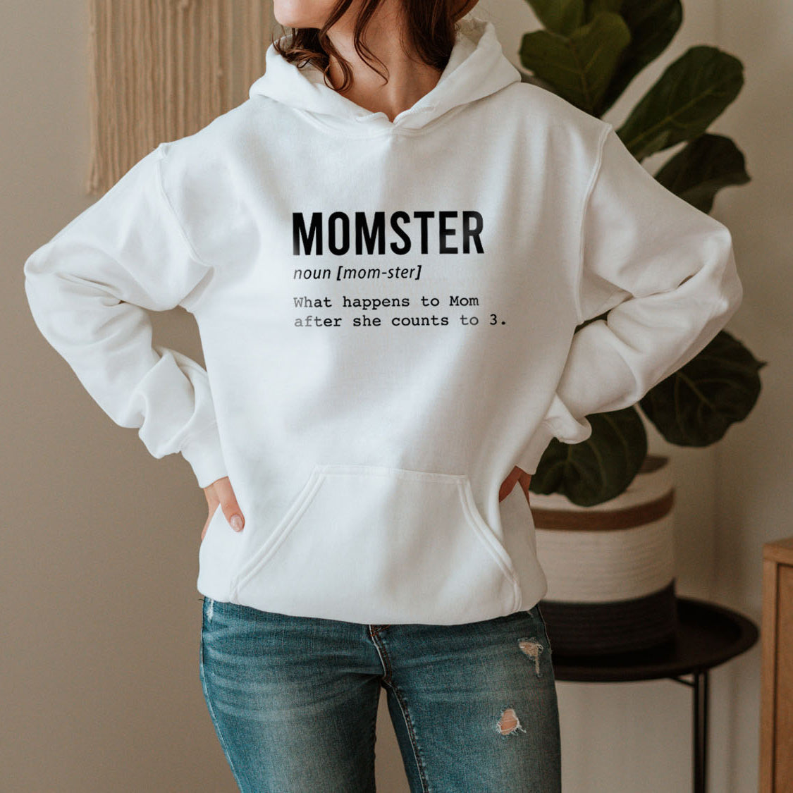 Funny Definition of Momster Hoodie - Funny Family Retro Vintage Design Printed Hoodie