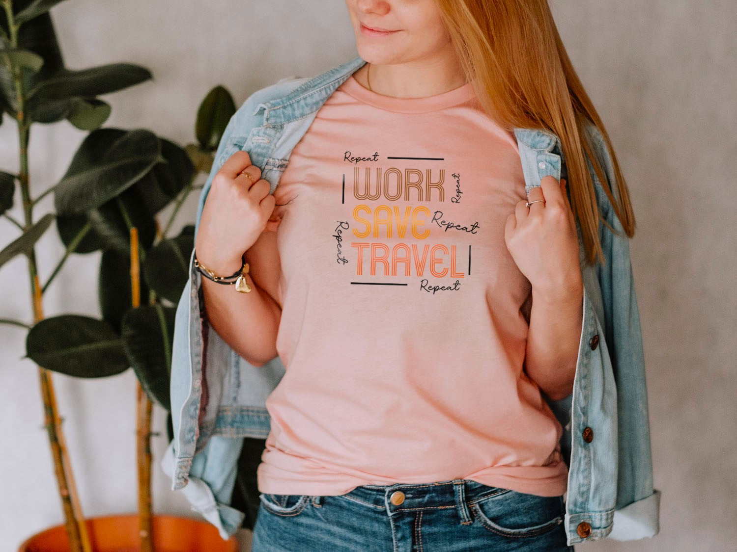 Work Save Travel Repeat T-shirt - Fun Work Motivation Inspiring Design Printed Tee Shirt