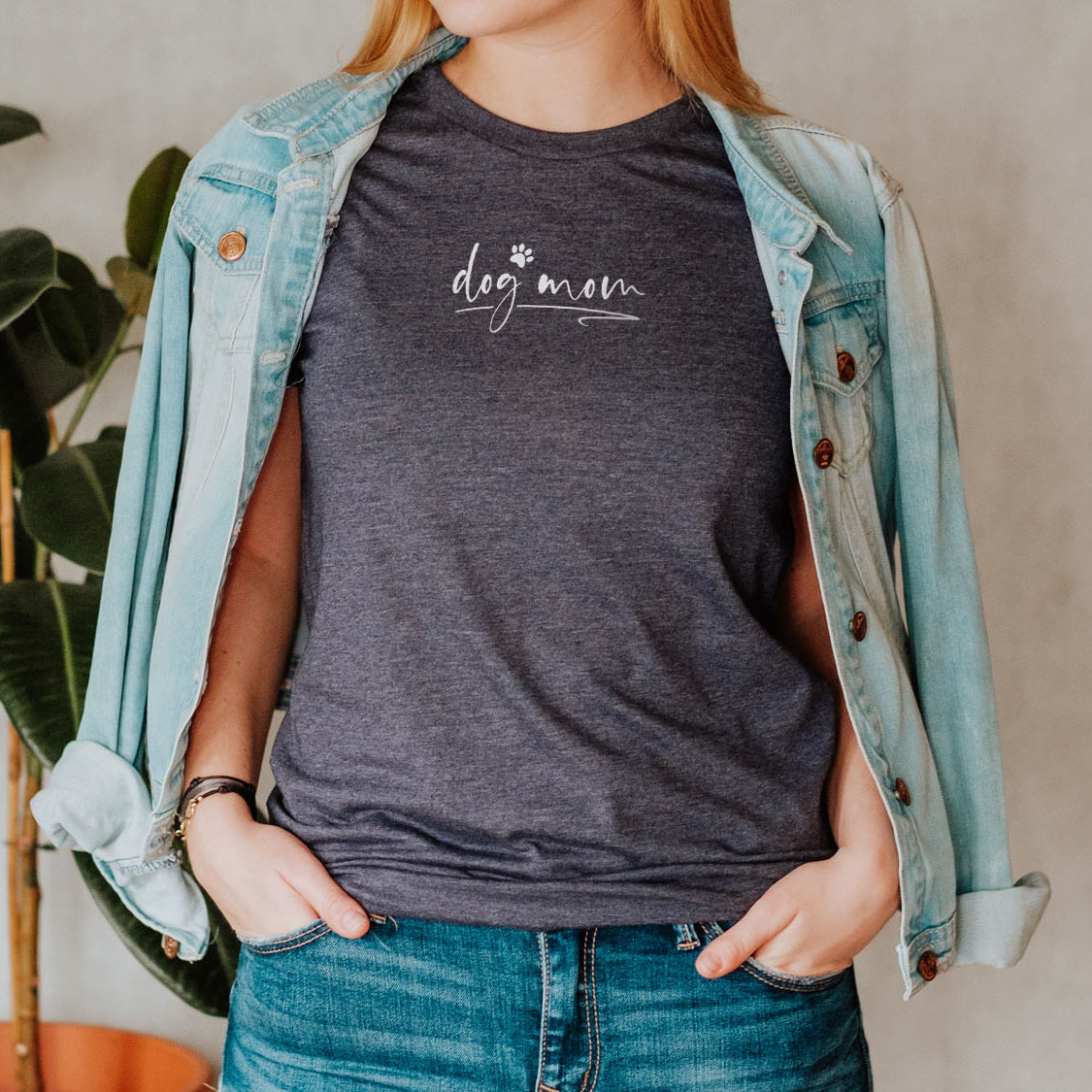 Dog Mom Small Letters T-shirt - Fun Pet Love Minimal Design Printed Tee Shirt