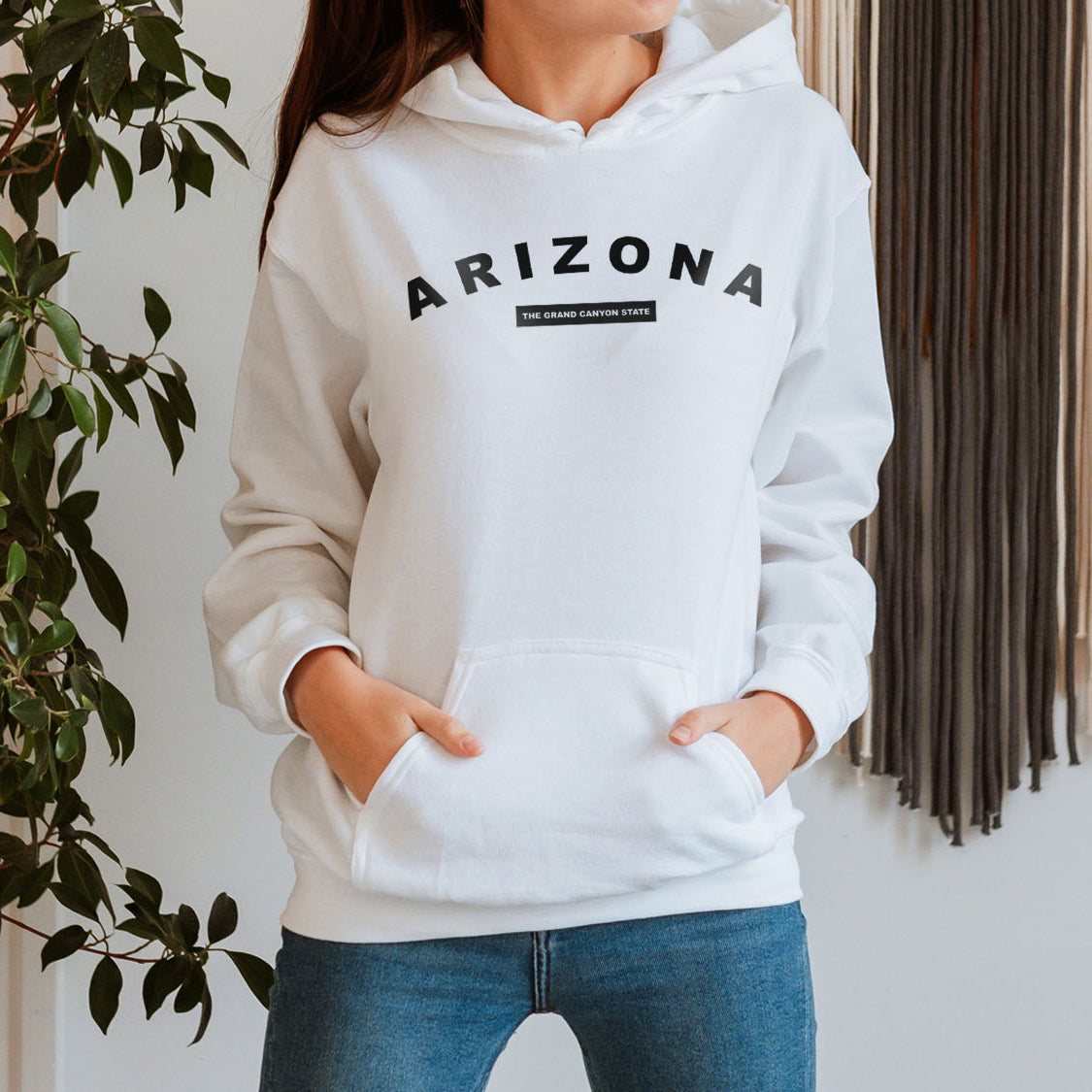 Arizona The Grand Canyon State Hoodie - United States Name & Slogan Minimal Design Printed Hoodie