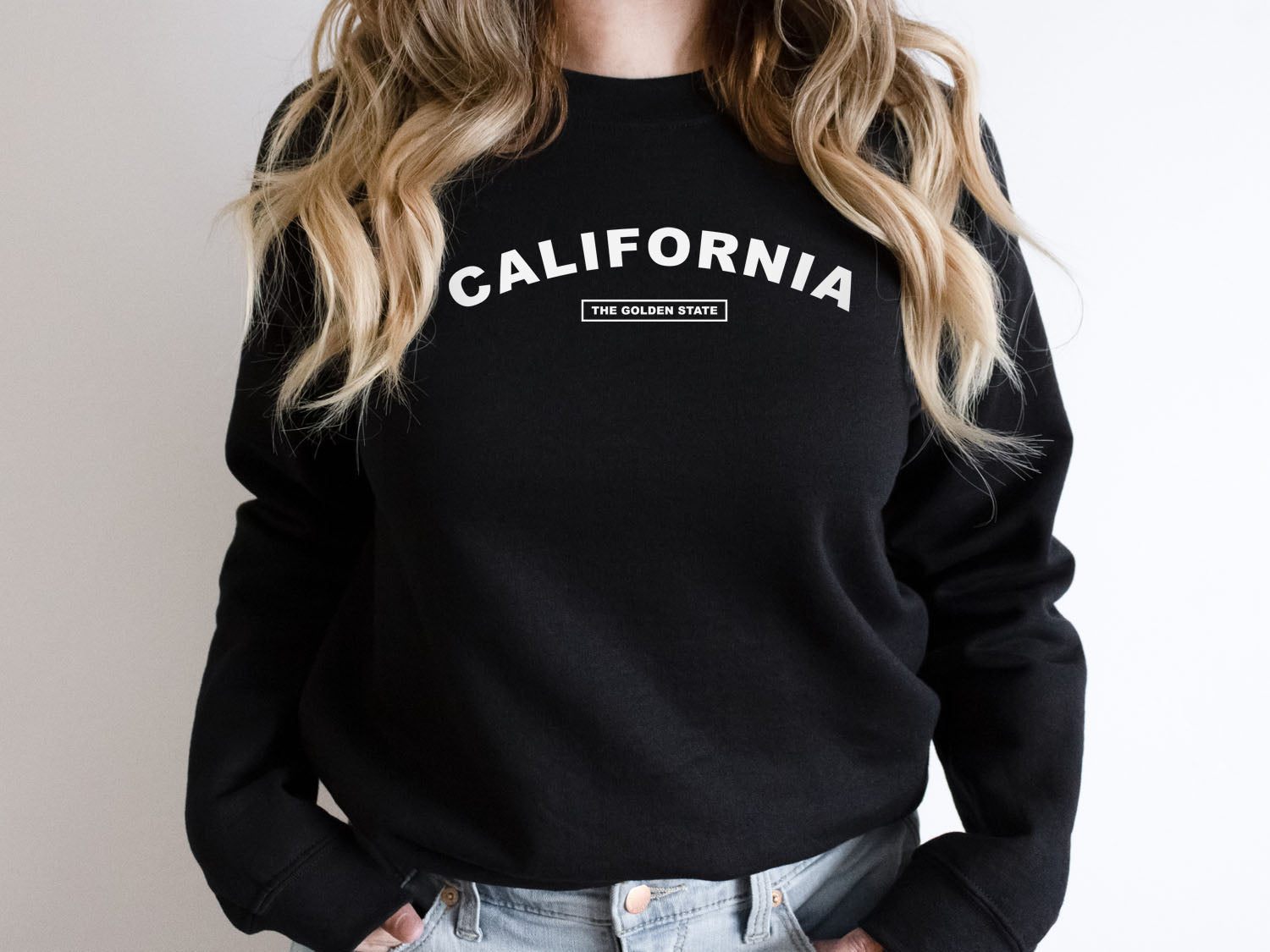 California The Golden State Sweatshirt - United States Name & Slogan Minimal Design Printed Sweatshirt