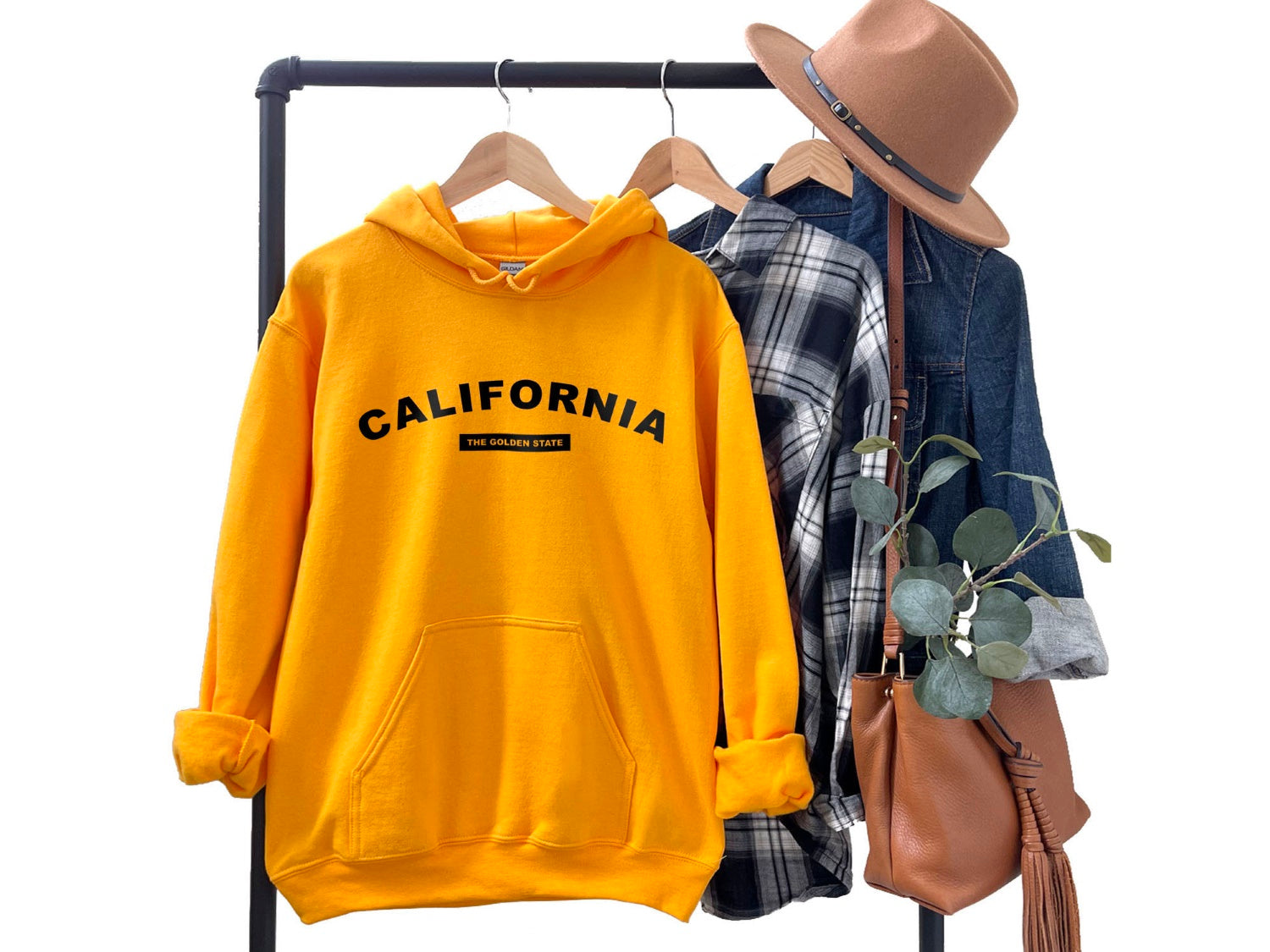 California The Golden State Hoodie United States Name Slogan Minim Happier Moments