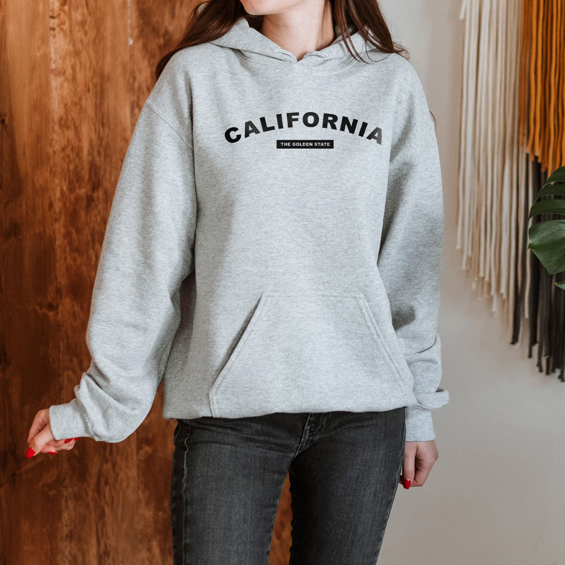 California The Golden State Hoodie - United States Name & Slogan Minimal Design Printed Hoodie