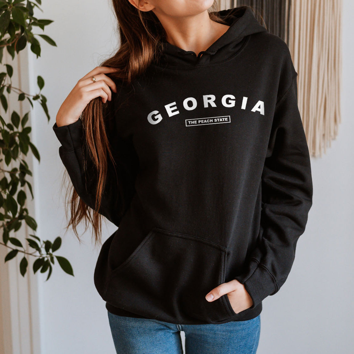 Georgia The Peach State Hoodie - United States Name & Slogan Minimal Design Printed Hoodie