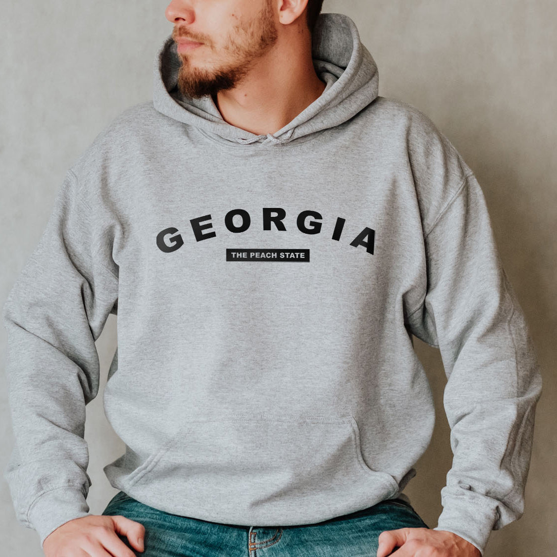 Georgia The Peach State Hoodie - United States Name & Slogan Minimal Design Printed Hoodie