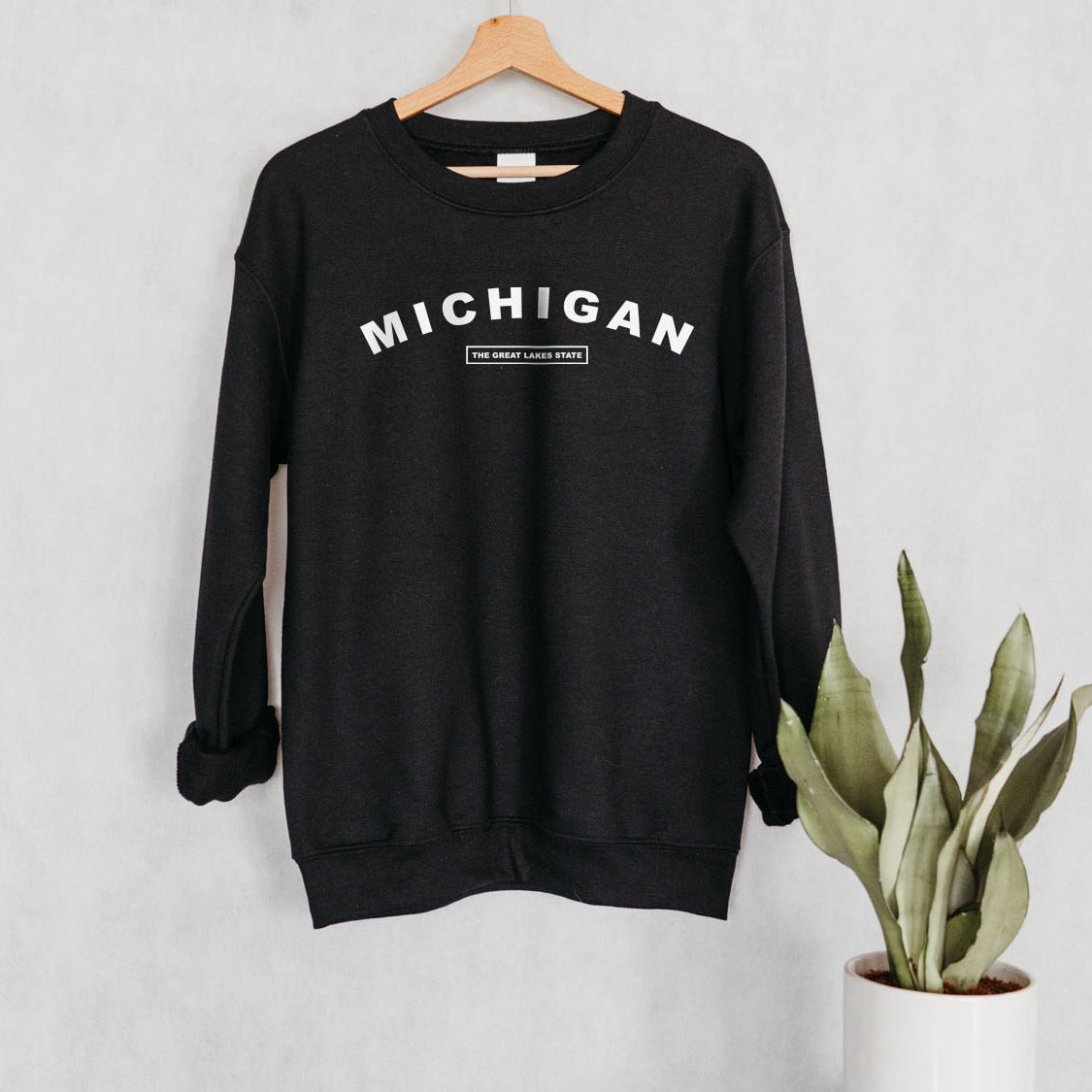 Michigan The Great Lakes State Sweatshirt - United States Name & Slogan Minimal Design Printed Sweatshirt