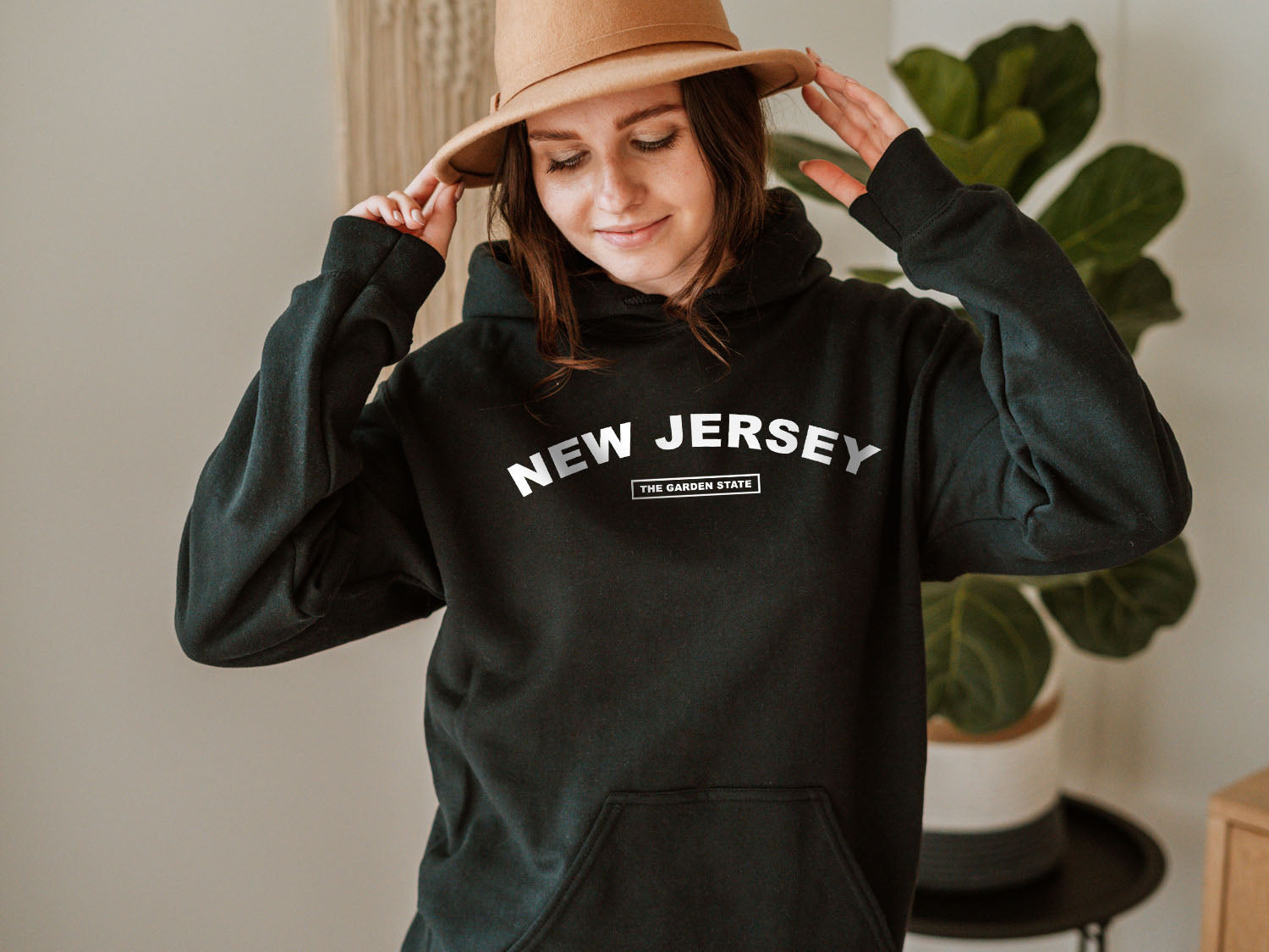 New Jersey The Garden State Hoodie - United States Name & Slogan Minimal Design Printed Hoodie