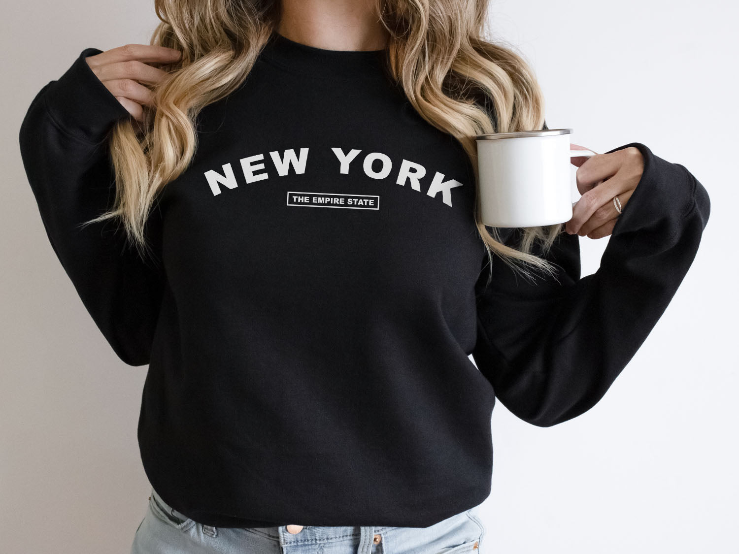 New York The Empire State Sweatshirt - United States Name & Slogan Minimal Design Printed Sweatshirt