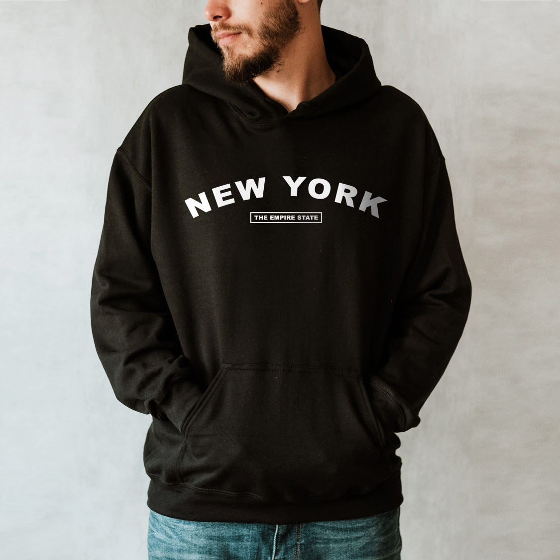 New York The Empire State Hoodie - United States Name & Slogan Minimal Design Printed Hoodie