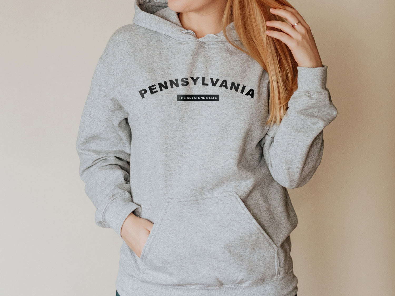 Pennsylvania The Keystone State Hoodie - United States Name & Slogan Minimal Design Printed Hoodie
