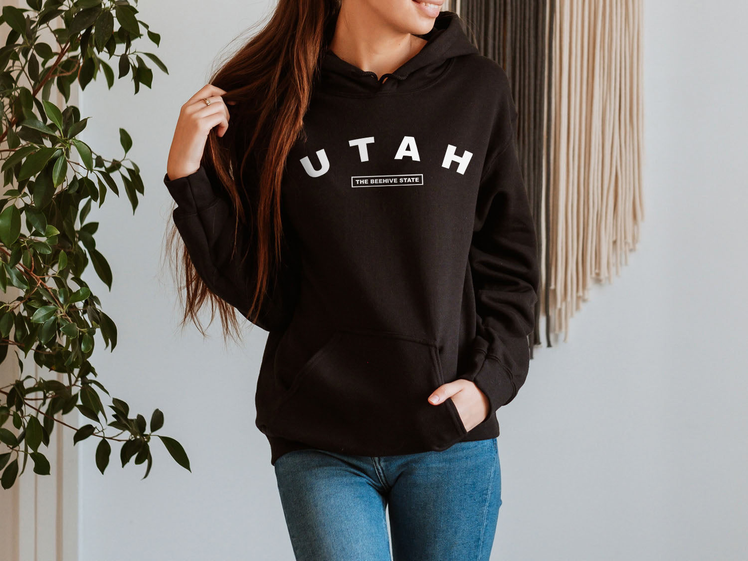 Utah The Beehive State Hoodie - United States Name & Slogan Minimal Design Printed Hoodie