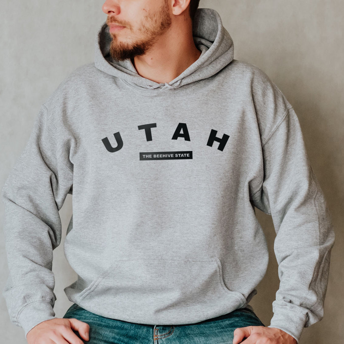 Utah The Beehive State Hoodie - United States Name & Slogan Minimal Design Printed Hoodie