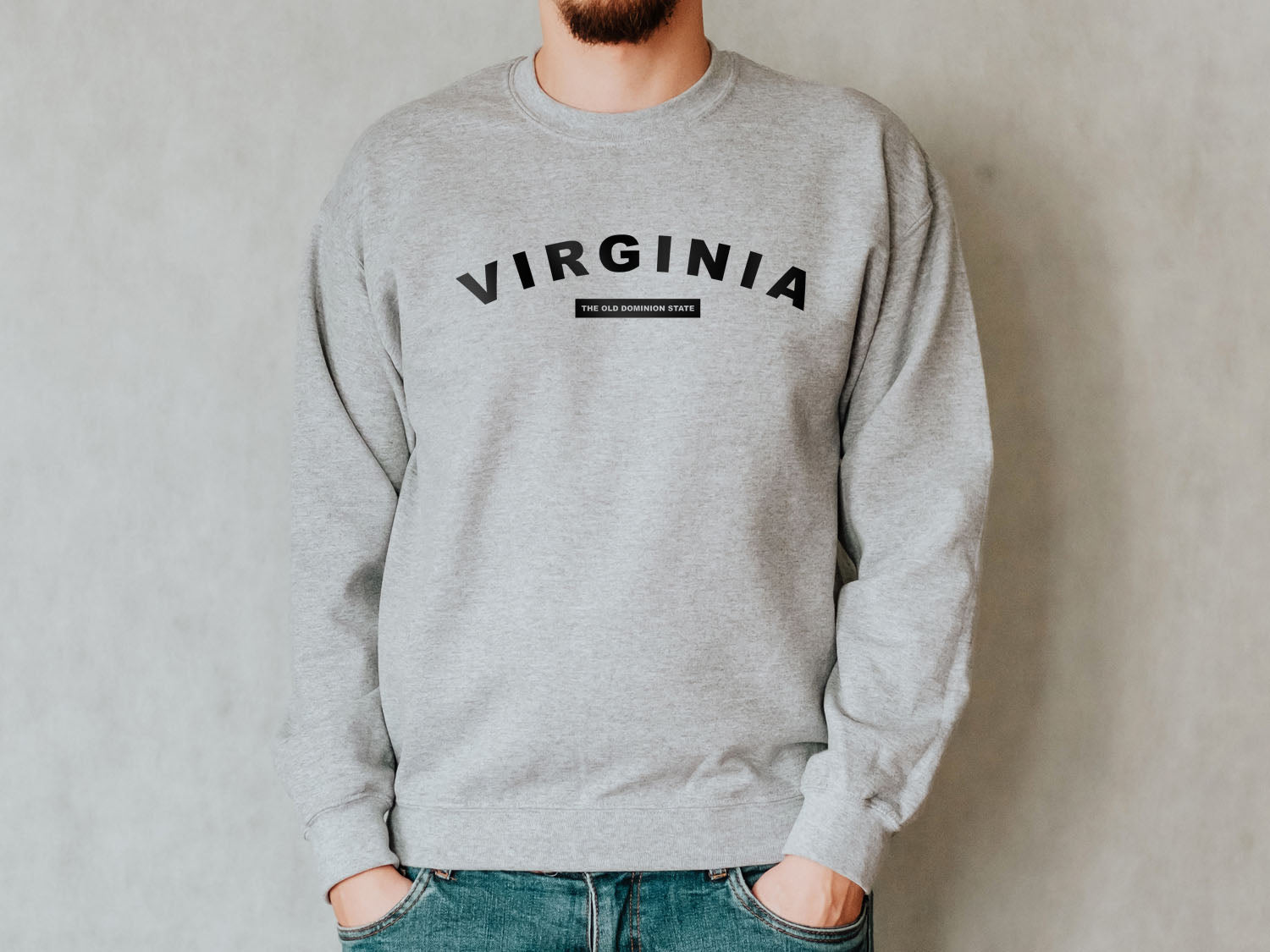 Virginia The Old Dominion State Sweatshirt - United States Name & Slogan Minimal Design Printed Sweatshirt