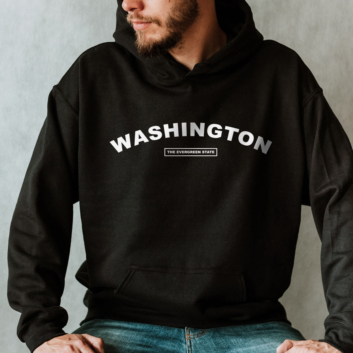Washington The Evergreen State Hoodie - United States Name & Slogan Minimal Design Printed Hoodie