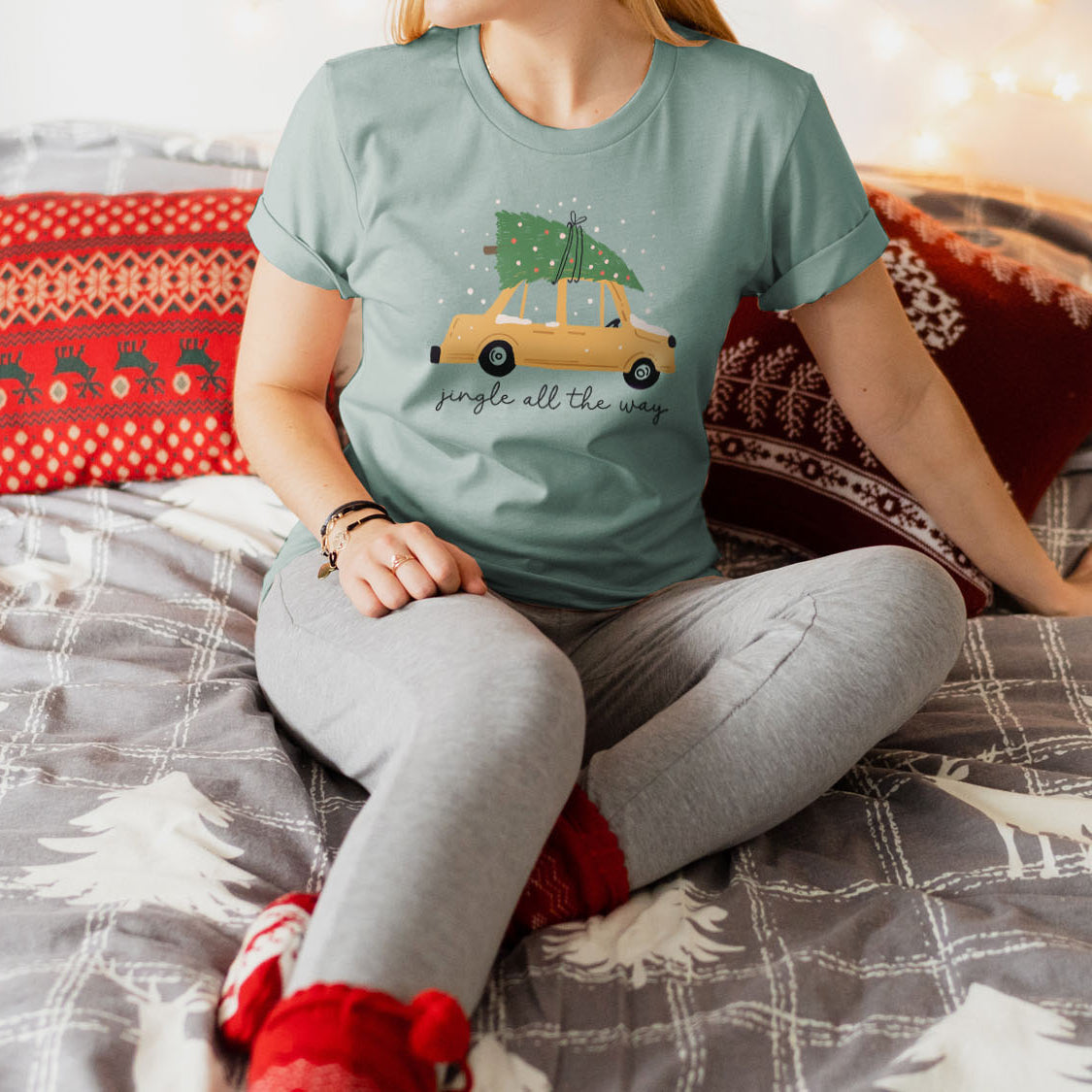 Christmas Tree Loaded Car Jingle All The Way T-shirt - Christmas Winter Retro Vintage Design Printed Tee Shirt