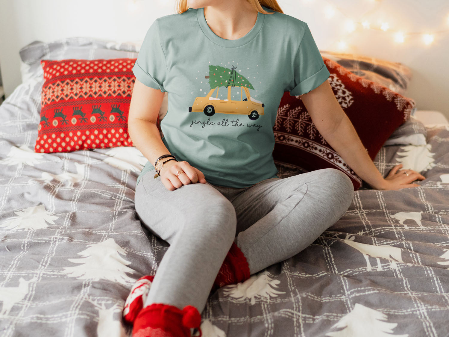 Christmas Tree Loaded Car Jingle All The Way T-shirt - Christmas Winter Retro Vintage Design Printed Tee Shirt